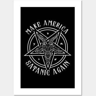 Make America Satanic Again I Baphomet Pentagram Flag design Posters and Art